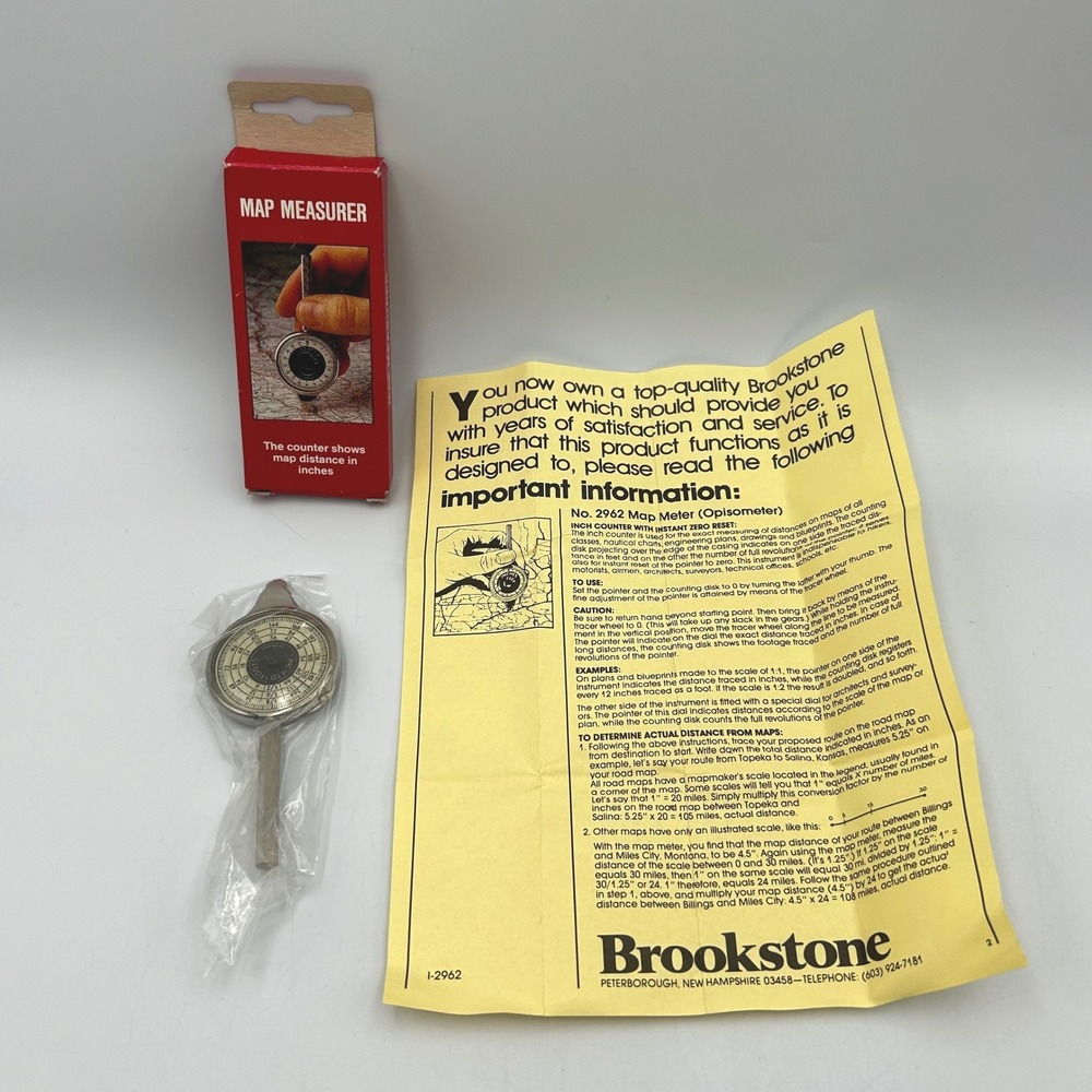Brookstone Map Measurer Silver Opisometer Germany 2962 EUC with Box Instructions